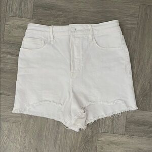 Good American White Jean Shorts Distressed Cut-Off Style